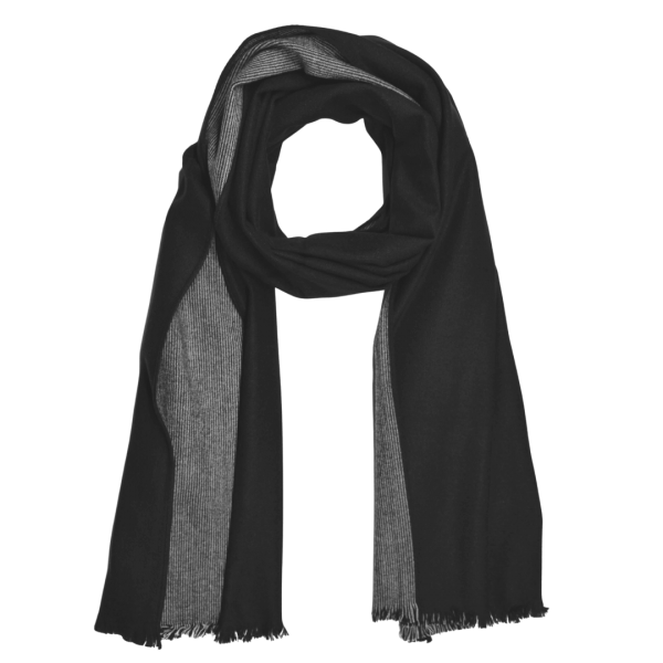 Stole Scarf Shawl 100% Silk Flannel Jacquard Melange 180X60cm ST-S-PR-1804-1 Grey Black